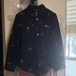 Polo Bear Black Button-Up Christmas